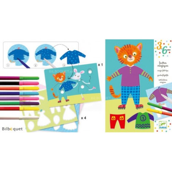 New Sealed Djeco Handcraft Magic Marker Felt-tips - Elliot and Zoe's clothes - Picture 3 of 13